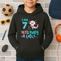 7th Birthday Axolotl - I Am 7 Let's Party A Lotl  Kids Hoodie thumb 2