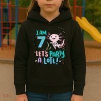 7th Birthday Axolotl - I Am 7 Let's Party A Lotl  Kids Hoodie thumb 3