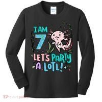 7th Birthday Axolotl - I Am 7 Let's Party A Lotl  Kids Long Sleeve Shirt thumb 0