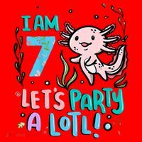 7th Birthday Axolotl - I Am 7 Let's Party A Lotl  Santa Hat thumb 1