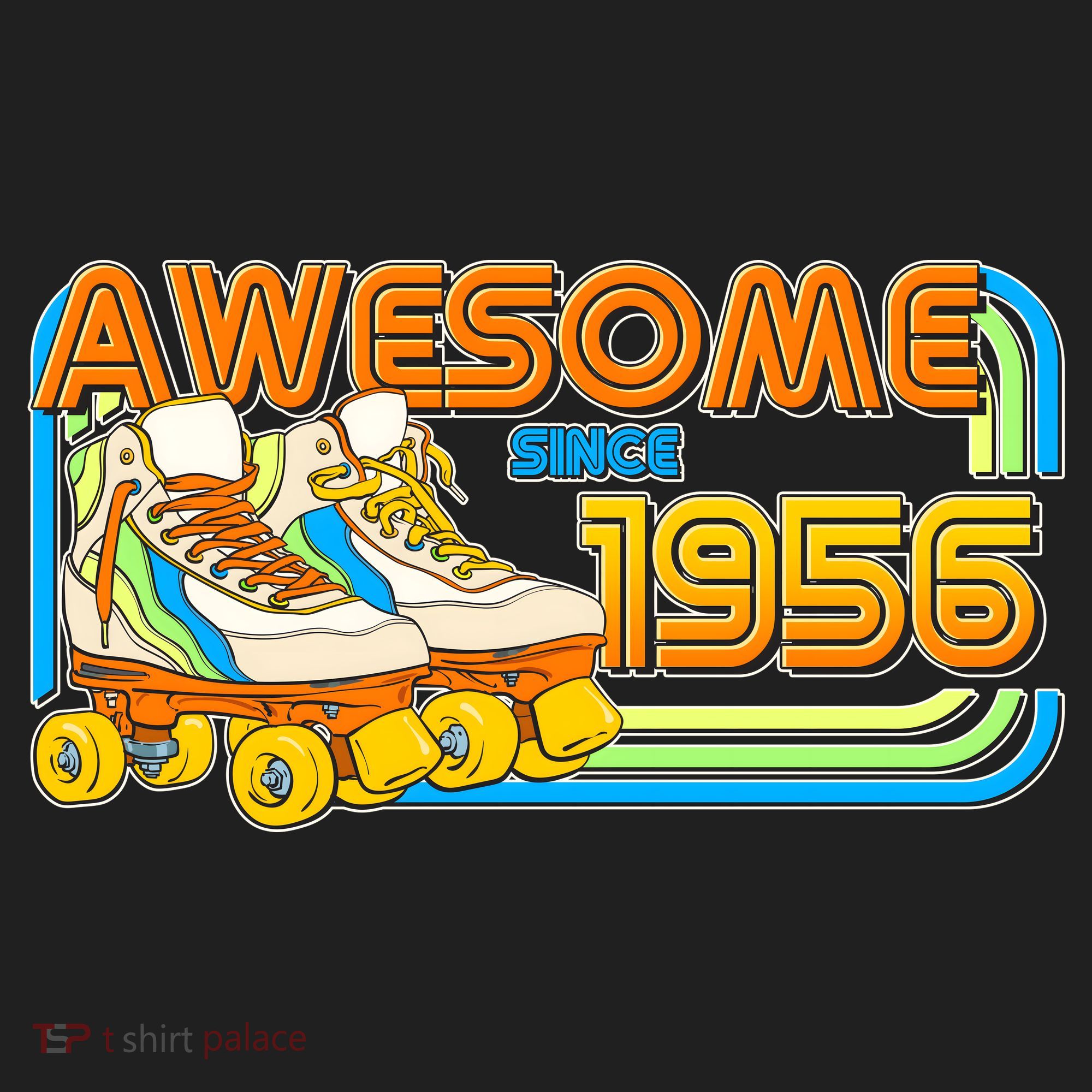 70th Birthday Awesome Since 1956 Retro Roller Skates  Women's Sweatshirt