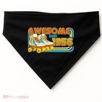 70th Birthday Awesome Since 1956 Retro Roller Skates  USA-Made Doggie Bandana thumb 0
