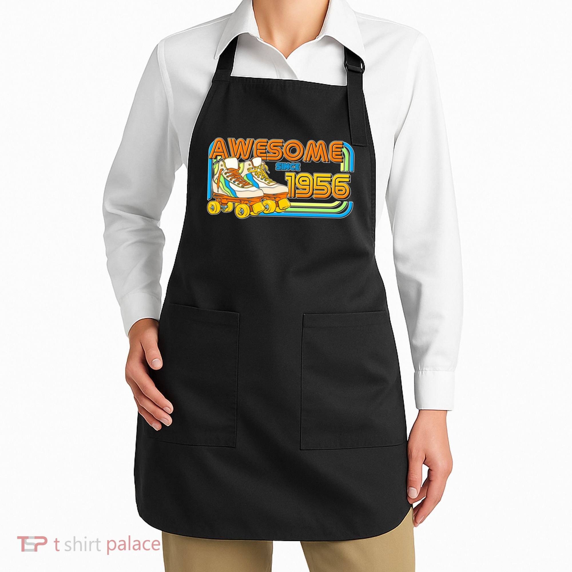 70th Birthday Awesome Since 1956 Retro Roller Skates  Apron