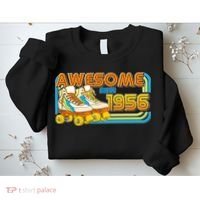 70th Birthday Awesome Since 1956 Retro Roller Skates  Sweatshirt thumb 2