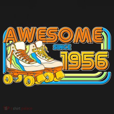 70th Birthday Awesome Since 1956 Retro Roller Skates  Bucket Hat