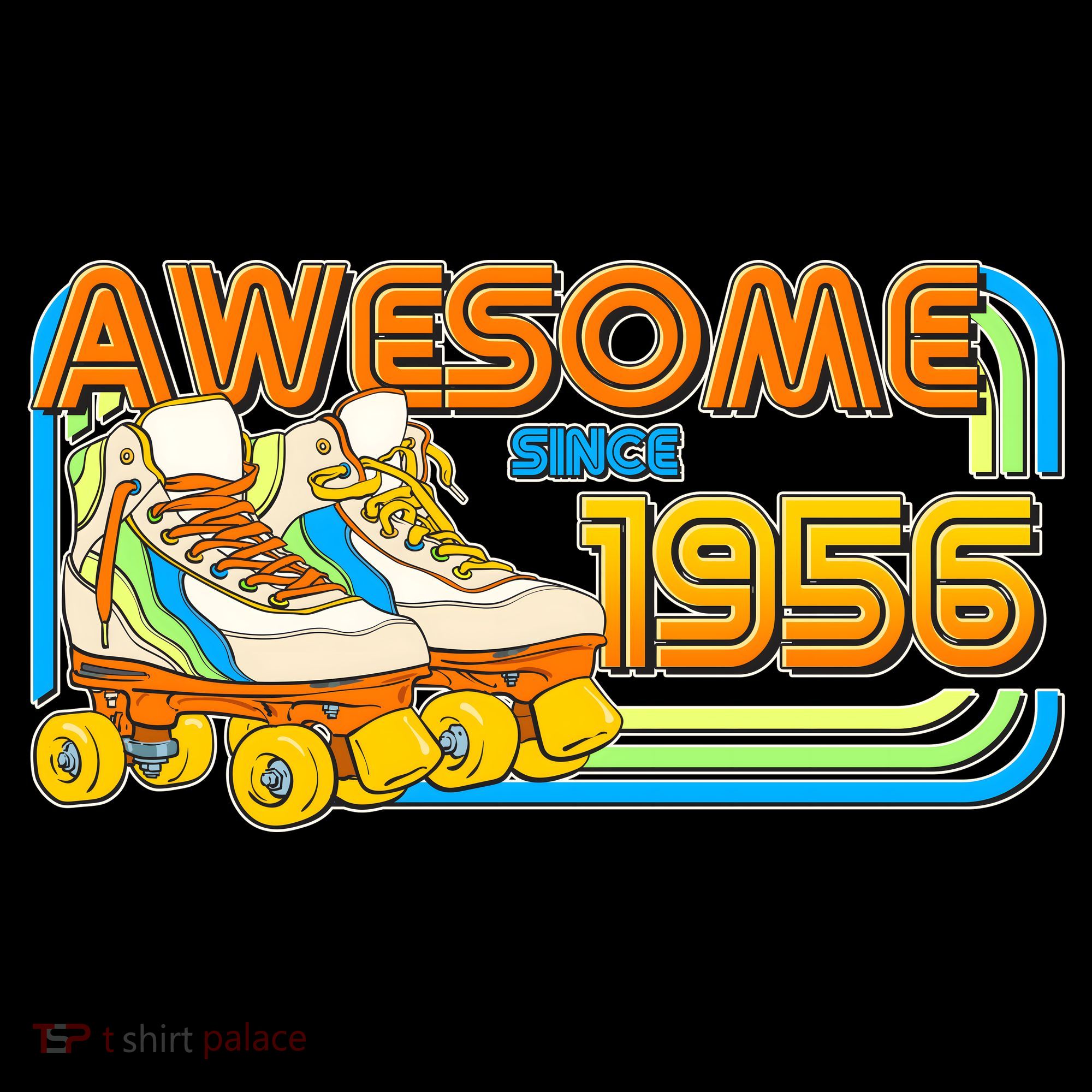 70th Birthday Awesome Since 1956 Retro Roller Skates  Women's Hoodie