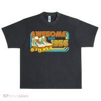 70th Birthday Awesome Since 1956 Retro Roller Skates  Urban Oversized Heavyweight T-Shirt thumb 0