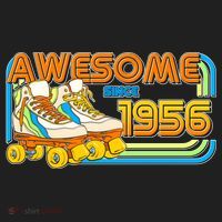 70th Birthday Awesome Since 1956 Retro Roller Skates  Plastic Christmas Ball Ornament thumb 1