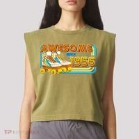 70th Birthday Awesome Since 1956 Retro Roller Skates  Garment-Dyed Women's Muscle Tee thumb 2
