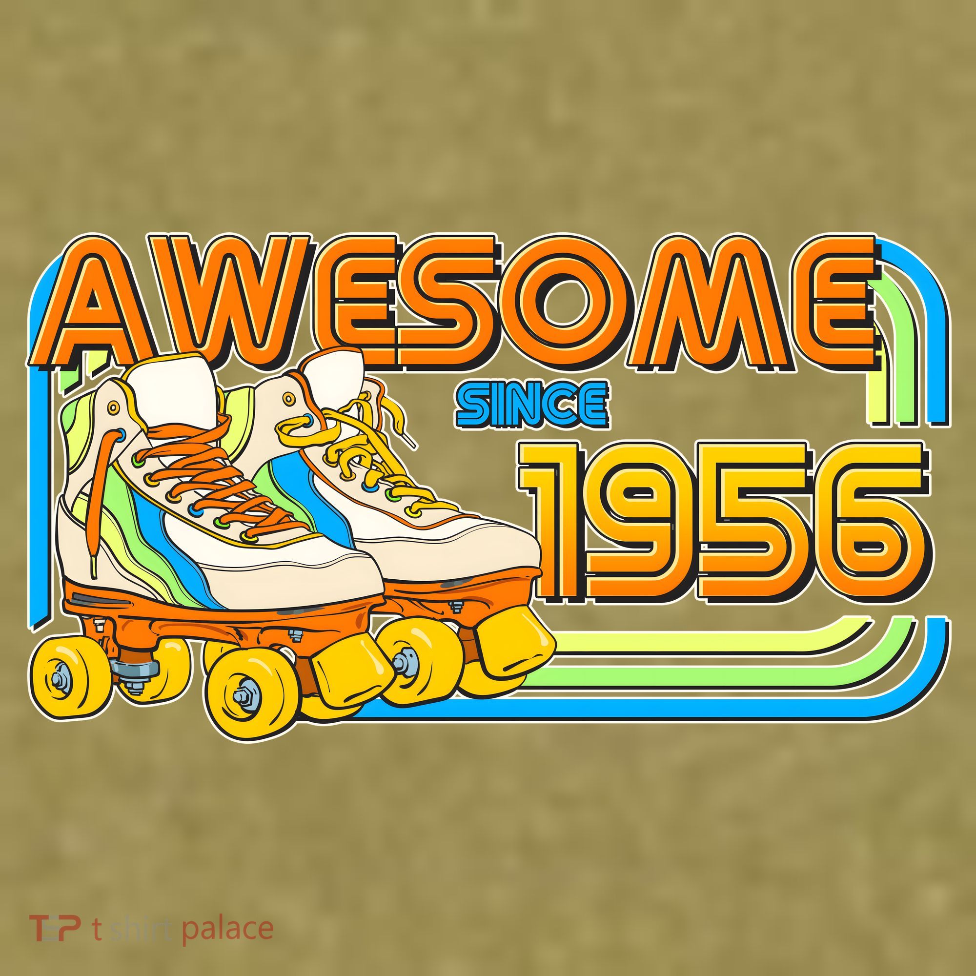 70th Birthday Awesome Since 1956 Retro Roller Skates  Garment-Dyed Women's Muscle Tee
