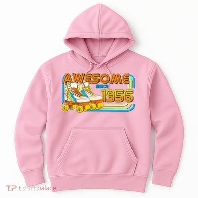 70th Birthday Awesome Since 1956 Retro Roller Skates  Hoodie