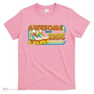 70th Birthday Awesome Since 1956 Retro Roller Skates  T-Shirt
