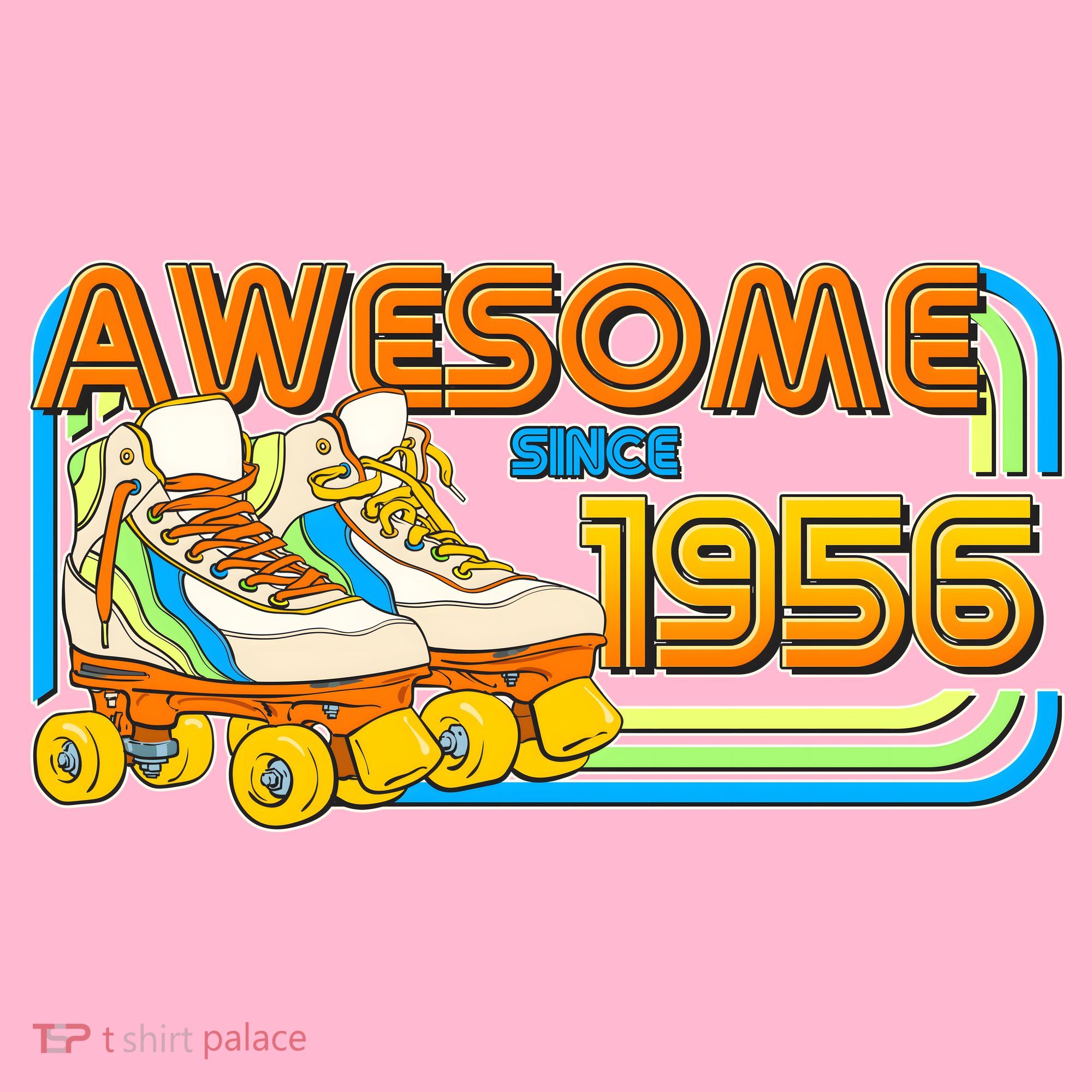 70th Birthday Awesome Since 1956 Retro Roller Skates  Pajama Set