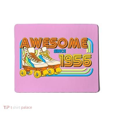 70th Birthday Awesome Since 1956 Retro Roller Skates  Mousepad