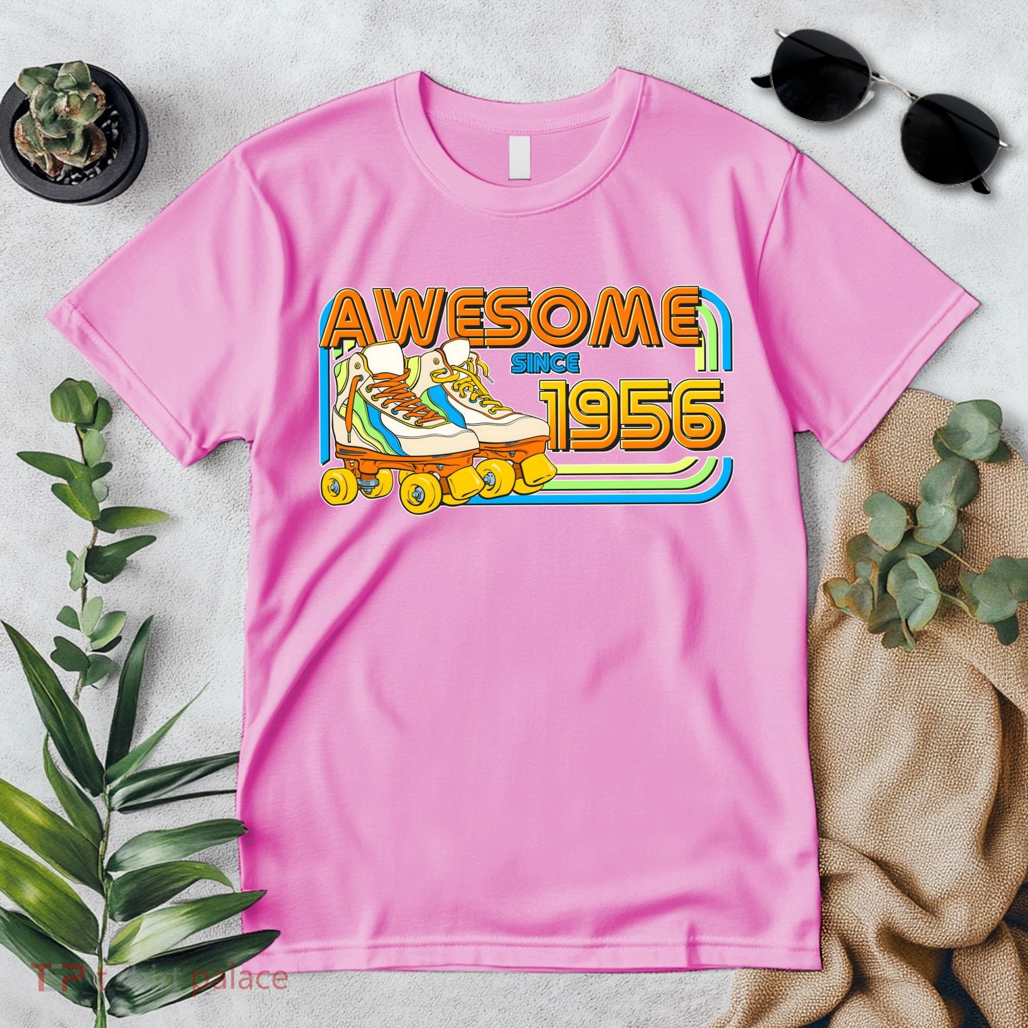 70th Birthday Awesome Since 1956 Retro Roller Skates  Premium T-Shirt