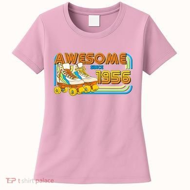 70th Birthday Awesome Since 1956 Retro Roller Skates  Women's T-Shirt