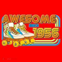 70th Birthday Awesome Since 1956 Retro Roller Skates  Santa Hat thumb 1