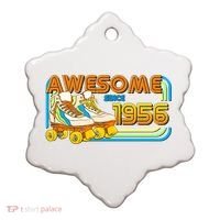 70th Birthday Awesome Since 1956 Retro Roller Skates  Ceramic Ornament thumb 0