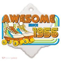 70th Birthday Awesome Since 1956 Retro Roller Skates  Ceramic Ornament thumb 2