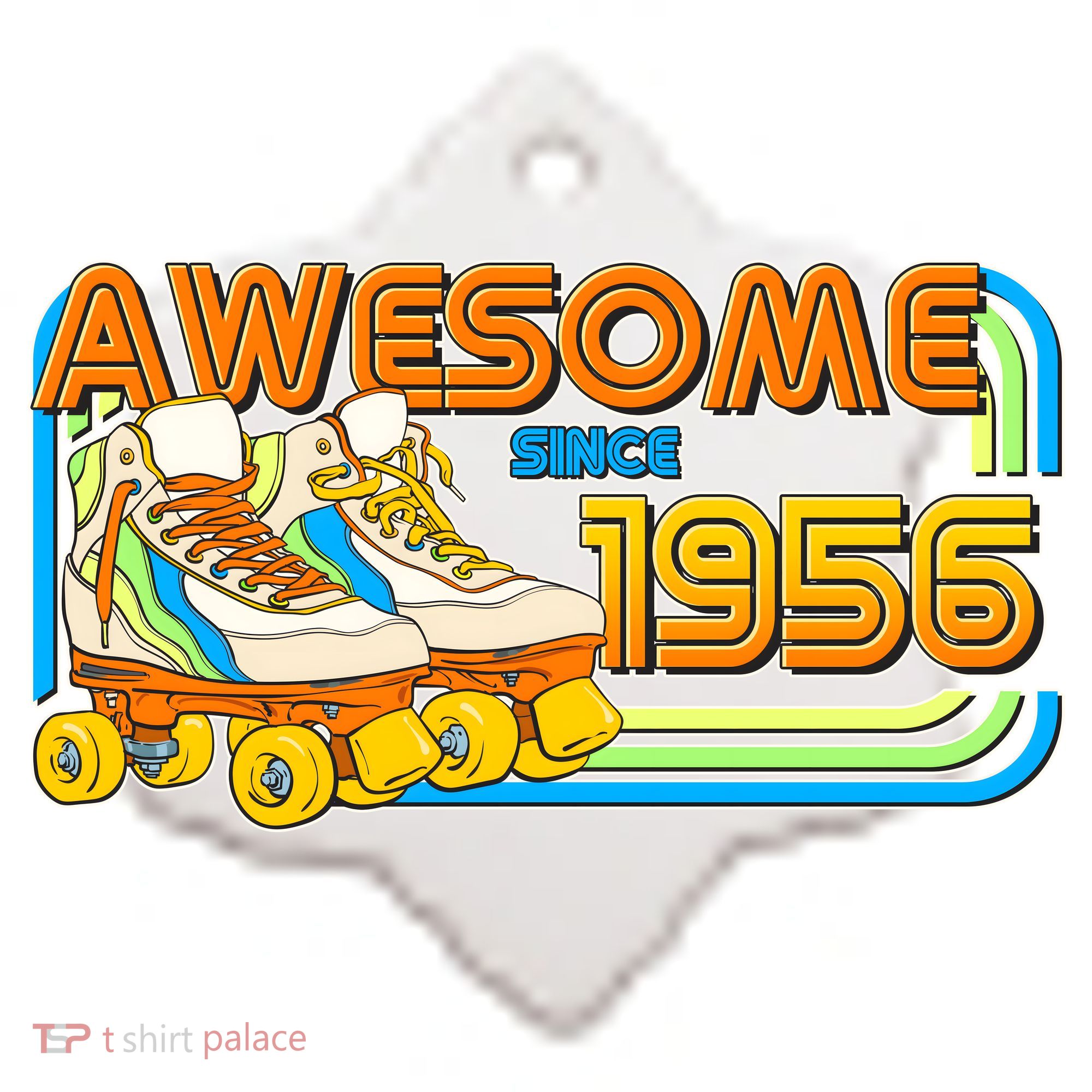 70th Birthday Awesome Since 1956 Retro Roller Skates  Ceramic Ornament