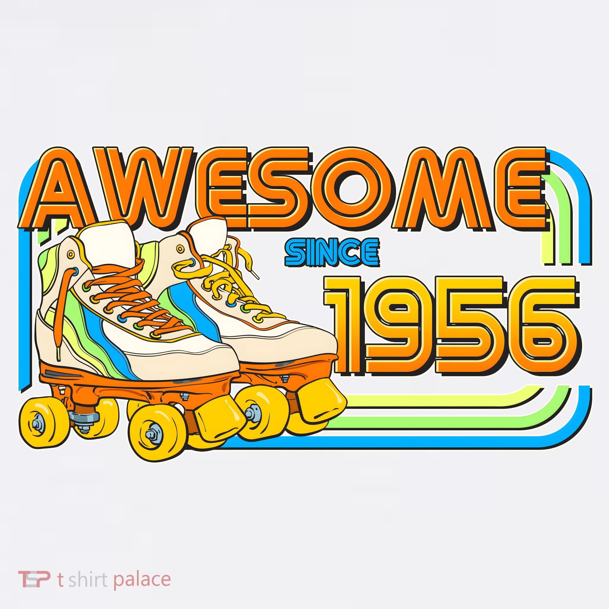 70th Birthday Awesome Since 1956 Retro Roller Skates  Comfort Colors Garment-Dyed Hooded Sweatshirt