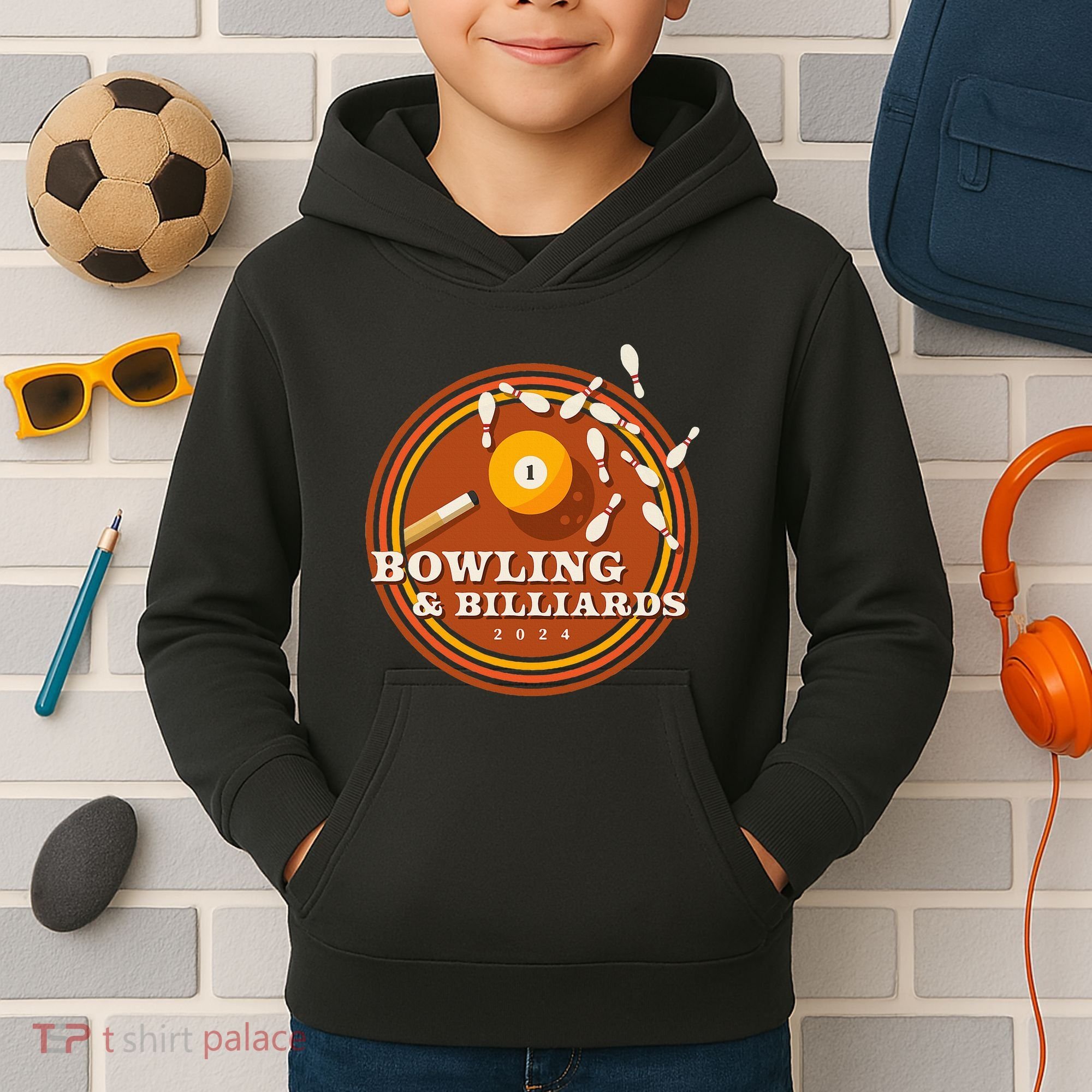 70s Bowling And Billiards Kids Hoodie