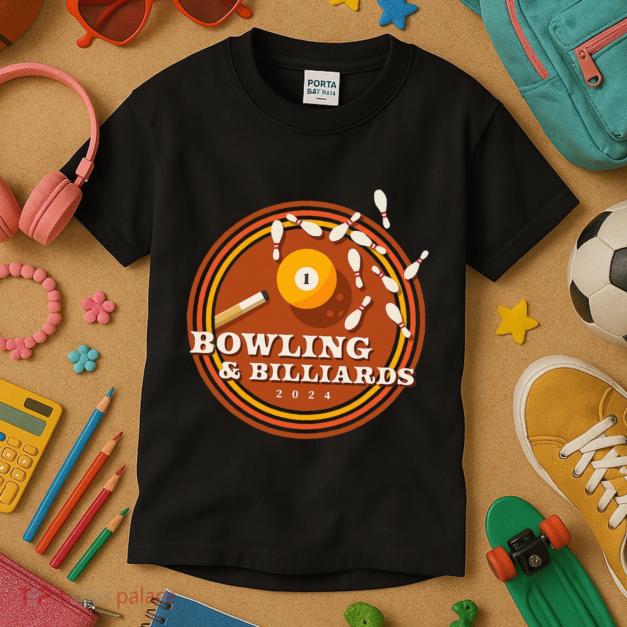 70s Bowling And Billiards Kids T-Shirt