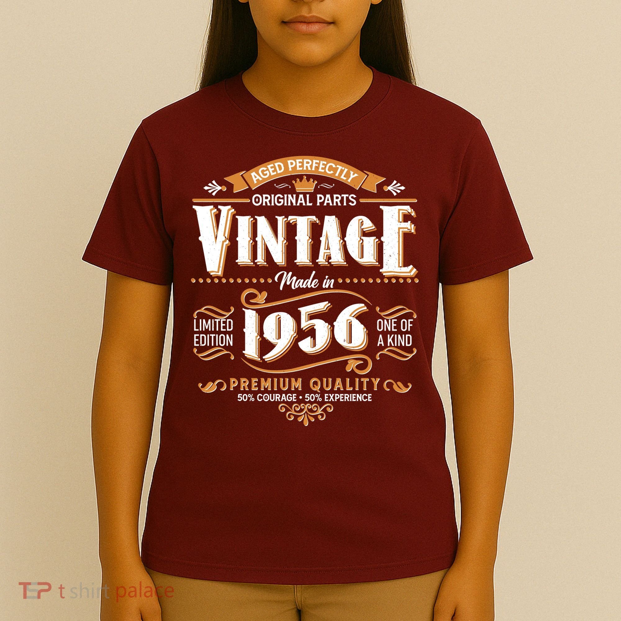 70th Birthday Age Perfectly Original Parts Vintage Made In 1956 Premium Quality T-Shirt