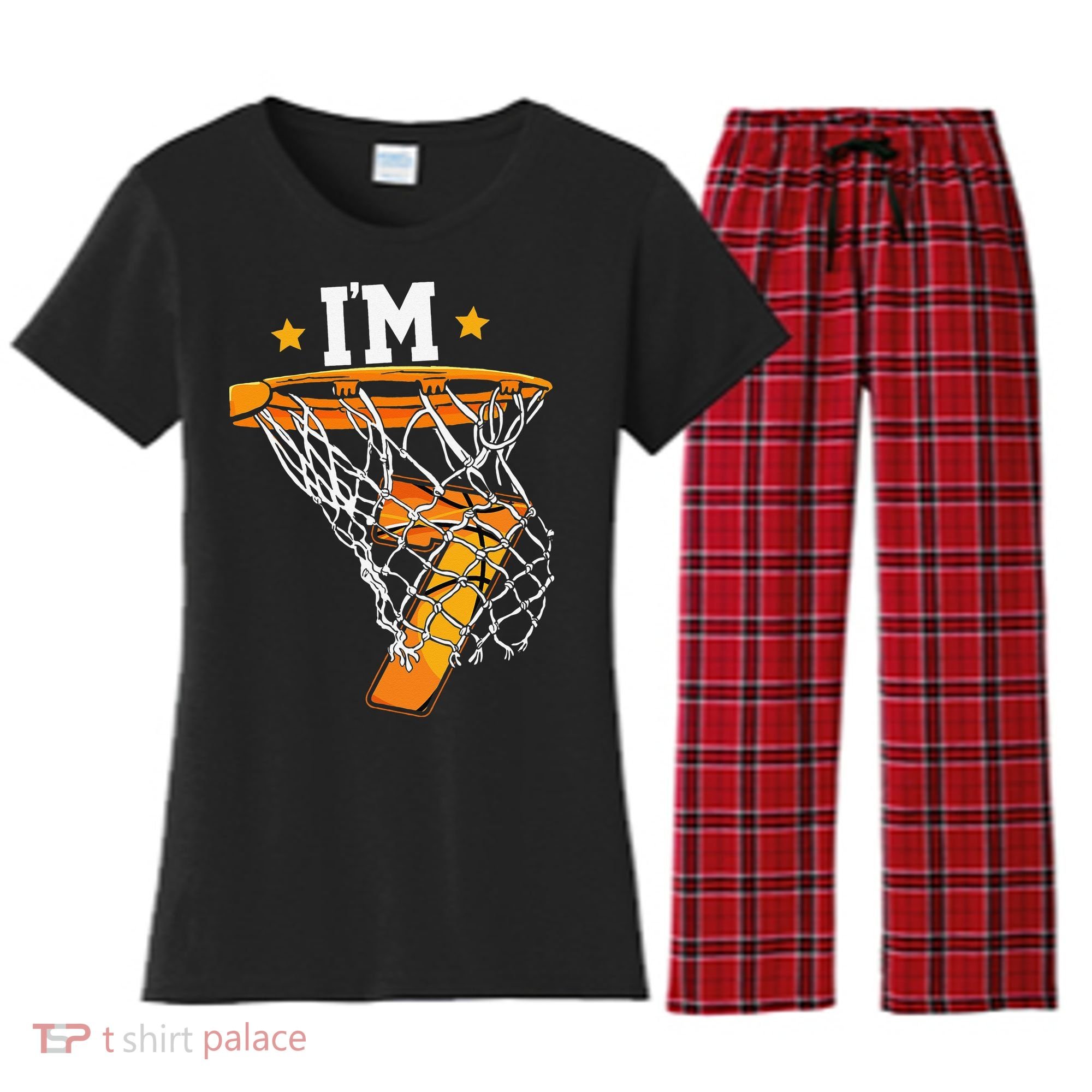 7th Birthday Basketball I'm 7 for 7th Birthday Women's Flannel Pajama Set