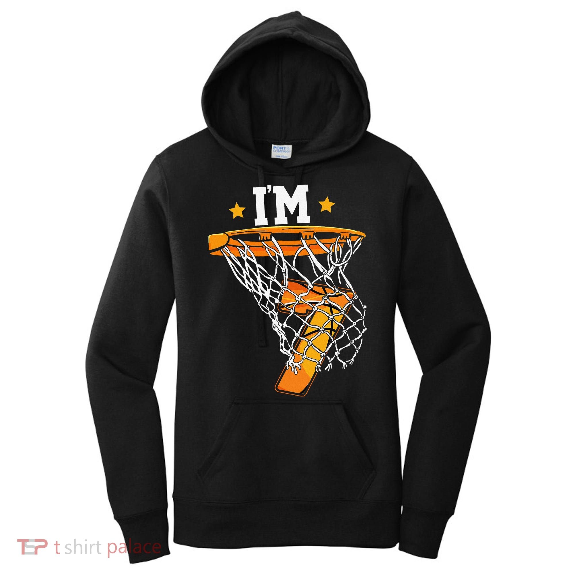 7th Birthday Basketball I'm 7 for 7th Birthday Women's Hoodie