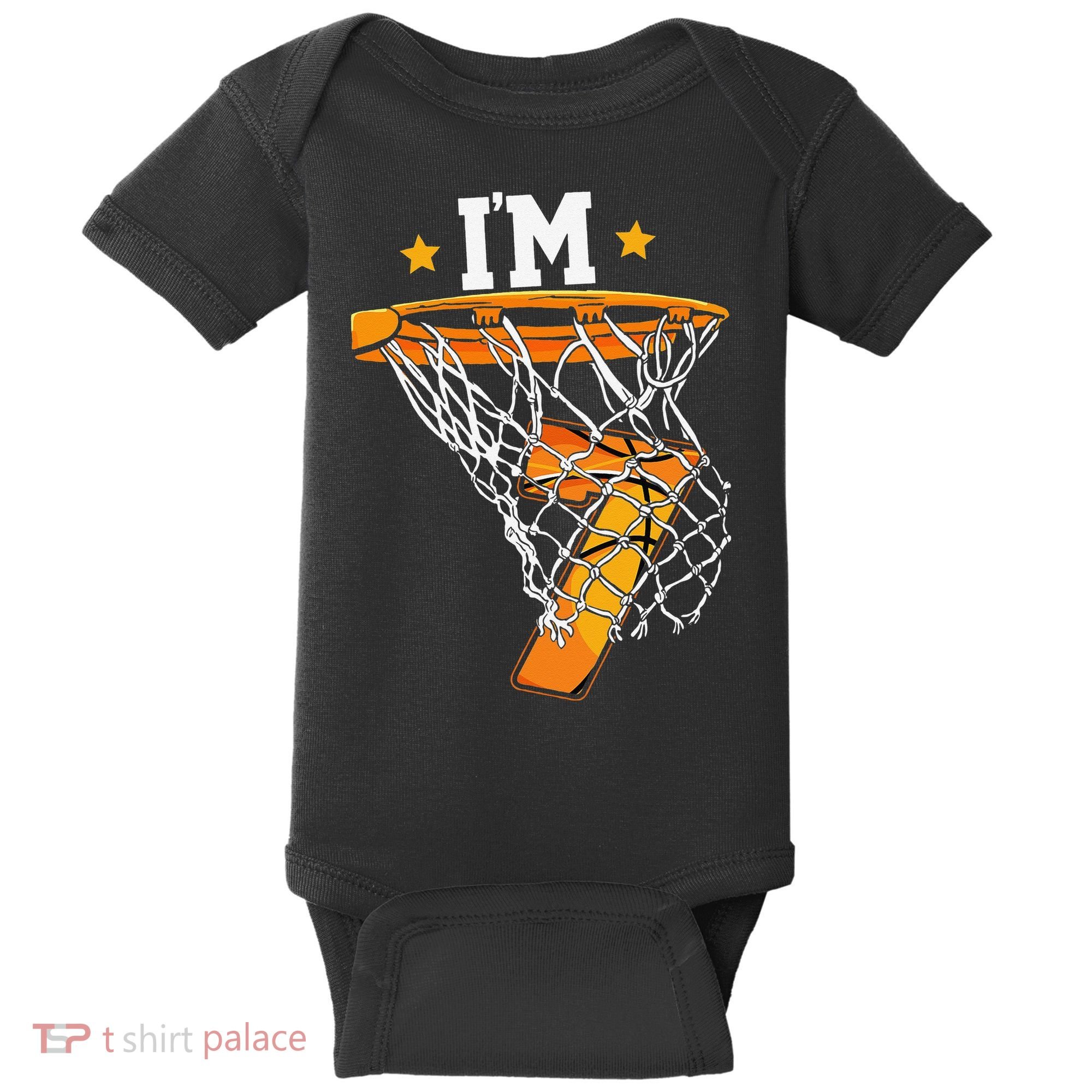 7th Birthday Basketball I'm 7 for 7th Birthday Baby Bodysuit