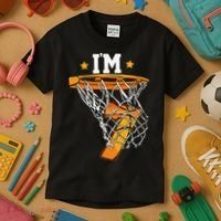 7th Birthday Basketball I'm 7 for 7th Birthday Kids T-Shirt thumb 3