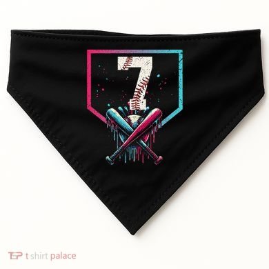 7th Birthday Baseball Home Plate Drip Ice Cream Sprinkle 1 Gift USA-Made Doggie Bandana