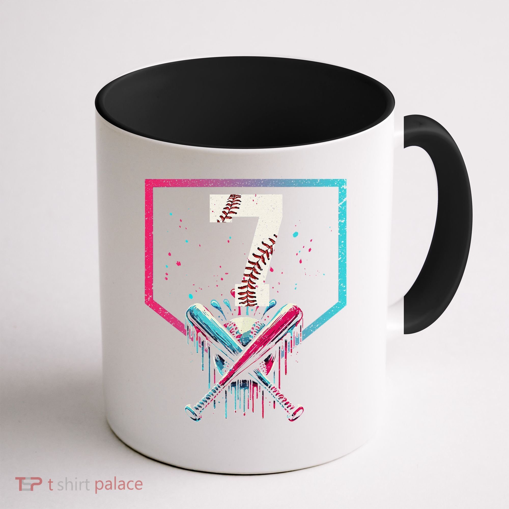 7th Birthday Baseball Home Plate Drip Ice Cream Sprinkle 1 Gift Coffee Mug