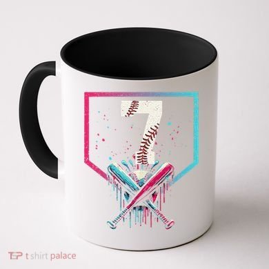 7th Birthday Baseball Home Plate Drip Ice Cream Sprinkle 1 Gift Coffee Mug
