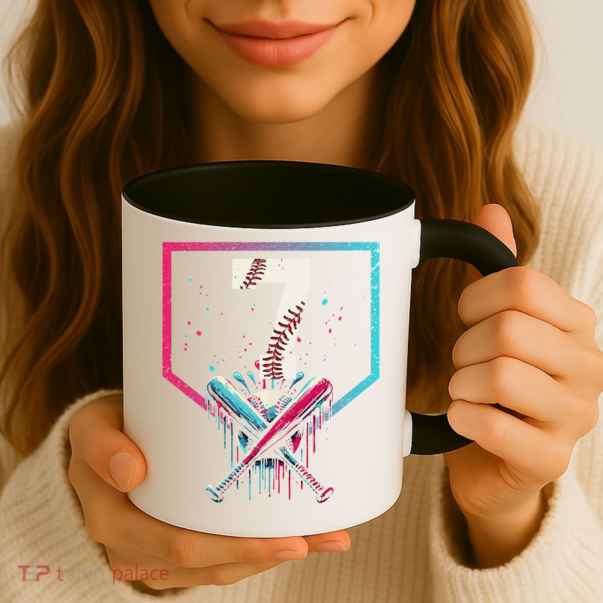 7th Birthday Baseball Home Plate Drip Ice Cream Sprinkle 1 Gift Coffee Mug