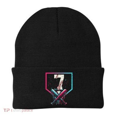 7th Birthday Baseball Home Plate Drip Ice Cream Sprinkle 1 Gift Beanie