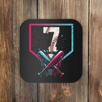 7th Birthday Baseball Home Plate Drip Ice Cream Sprinkle 1 Gift Coaster thumb 0