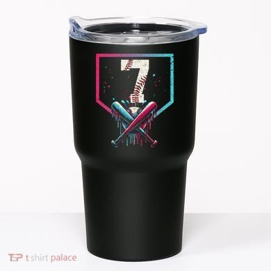 7th Birthday Baseball Home Plate Drip Ice Cream Sprinkle 1 Gift Tumbler