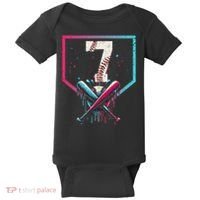7th Birthday Baseball Home Plate Drip Ice Cream Sprinkle 1 Gift Baby Bodysuit thumb 0