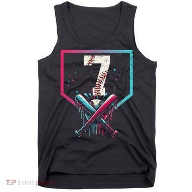 7th Birthday Baseball Home Plate Drip Ice Cream Sprinkle 1 Gift Tank Top