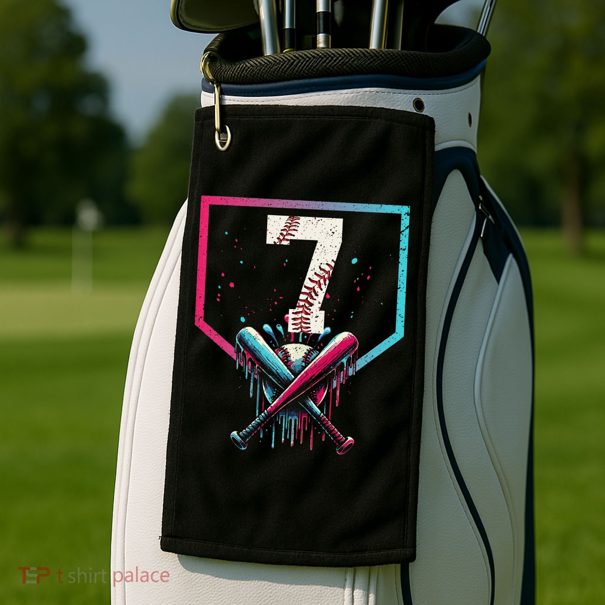 7th Birthday Baseball Home Plate Drip Ice Cream Sprinkle 1 Gift Golf Towel