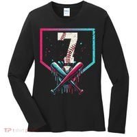 7th Birthday Baseball Home Plate Drip Ice Cream Sprinkle 1 Gift Women's Long Sleeve Shirt thumb 0