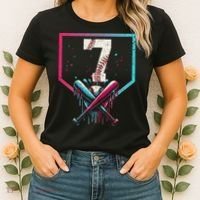7th Birthday Baseball Home Plate Drip Ice Cream Sprinkle 1 Gift Women's T-Shirt thumb 2