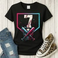 7th Birthday Baseball Home Plate Drip Ice Cream Sprinkle 1 Gift Women's T-Shirt thumb 3