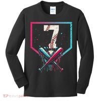 7th Birthday Baseball Home Plate Drip Ice Cream Sprinkle 1 Gift Kids Long Sleeve Shirt thumb 0