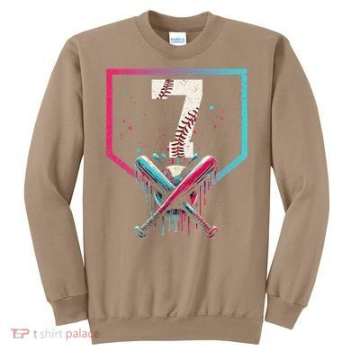 7th Birthday Baseball Home Plate Drip Ice Cream Sprinkle 1 Gift Sweatshirt