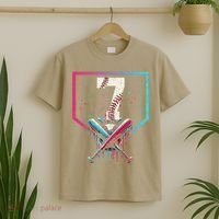 7th Birthday Baseball Home Plate Drip Ice Cream Sprinkle 1 Gift T-Shirt thumb 2