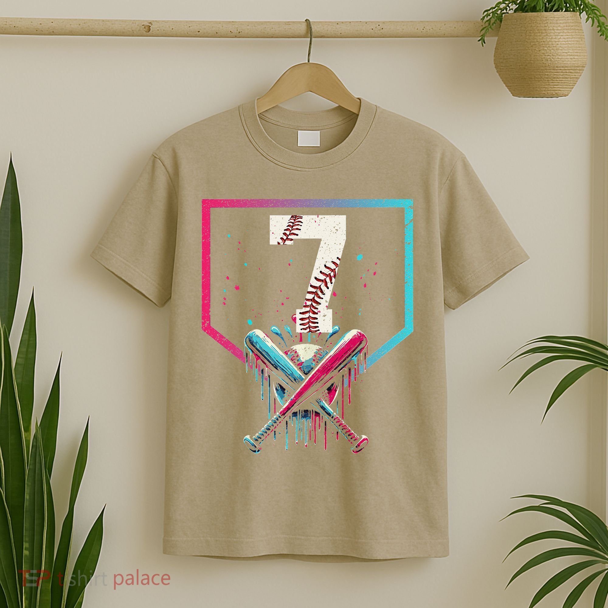 7th Birthday Baseball Home Plate Drip Ice Cream Sprinkle 1 Gift T-Shirt