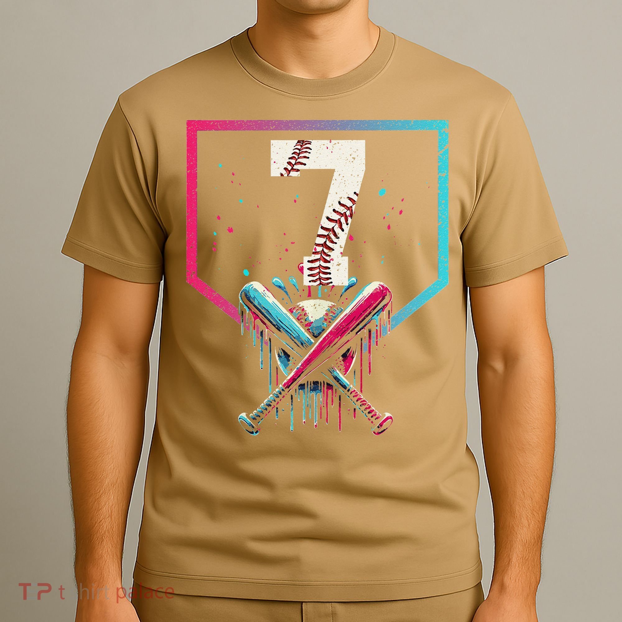 7th Birthday Baseball Home Plate Drip Ice Cream Sprinkle 1 Gift T-Shirt